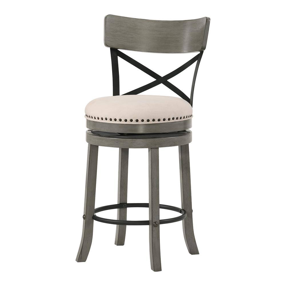 Light Grey and Black Wood Counter Height Bar Stool Set of 2 A65965