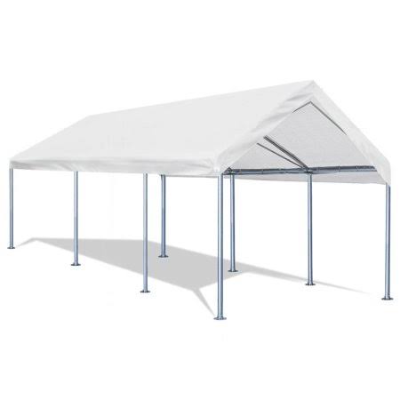 10x20 Heavy Duty Galvanized Car Canopy Carport White Z693130