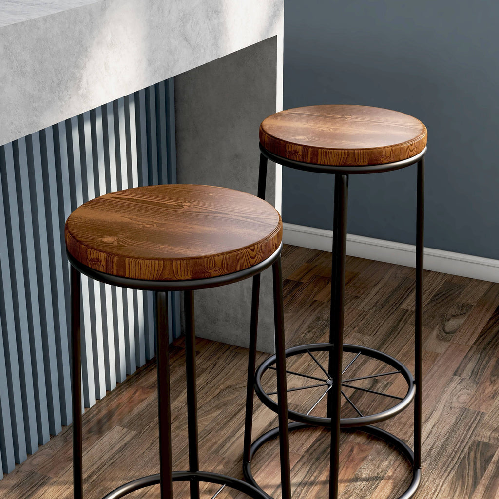 Rustic Metal Barstools Set of 2 T6684