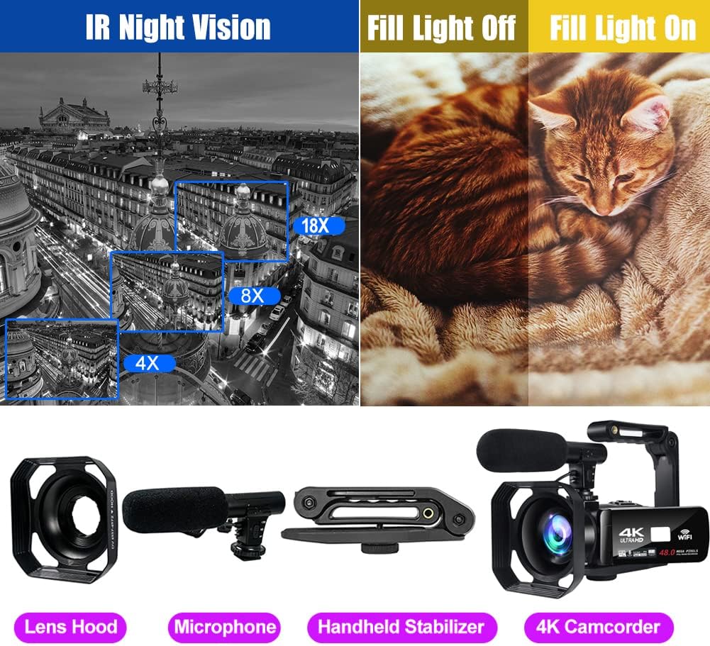 4K Video Camera Camcorder with Microphone and Touch Screen H26183