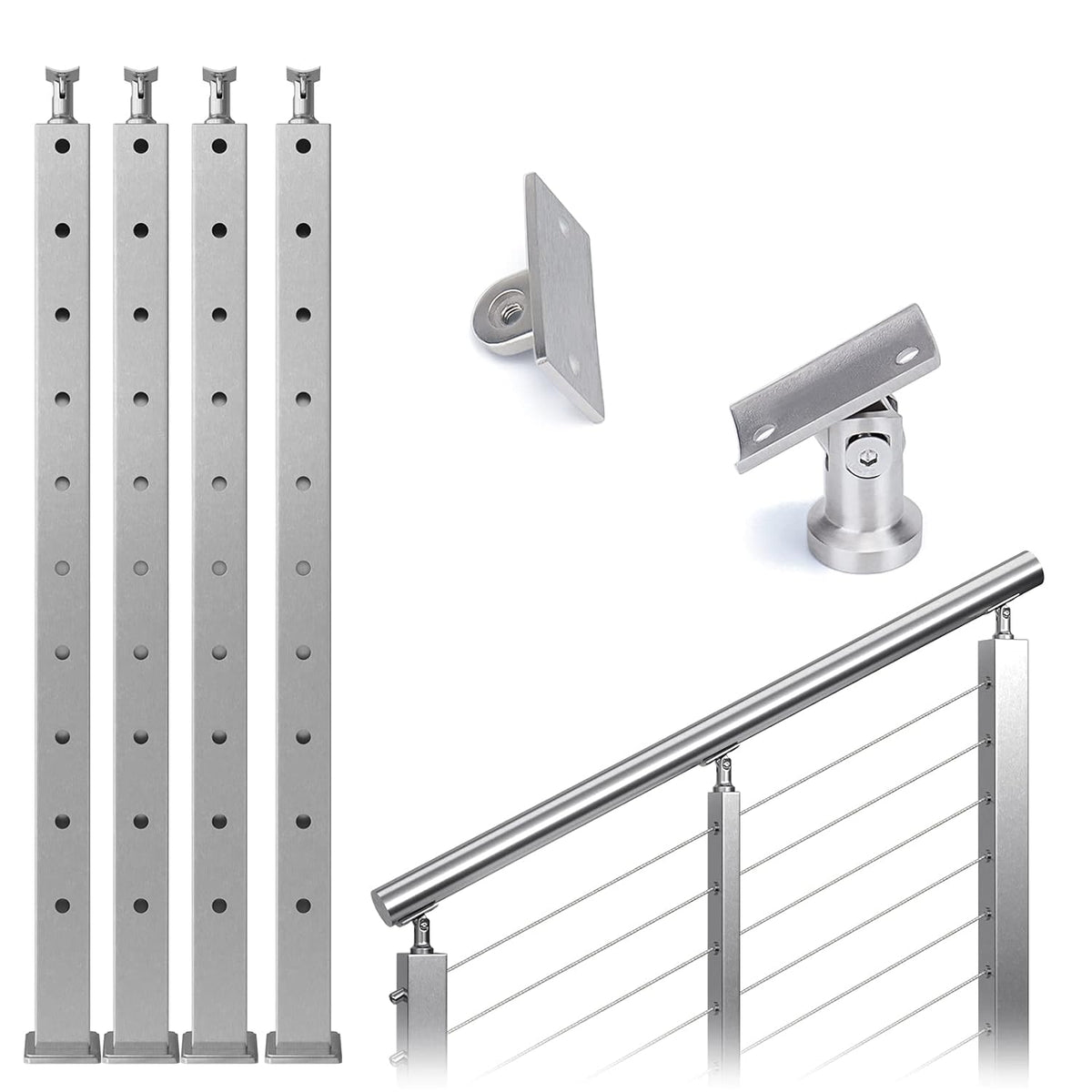 4 Pack Stainless Steel Cable Railing Post W9338