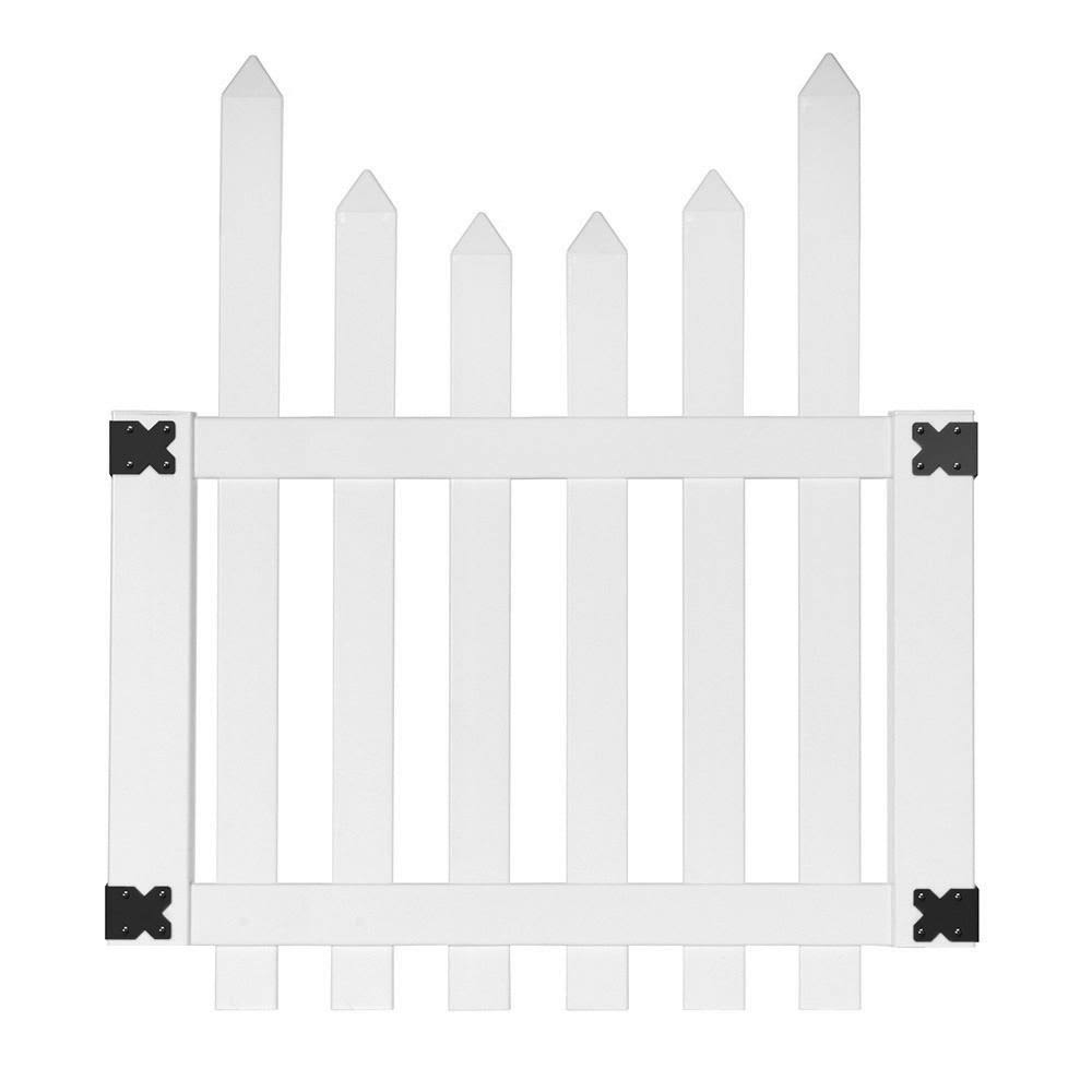 White Vinyl 3.5 ft. x 4 ft. Picket Fence Gate Kit I849