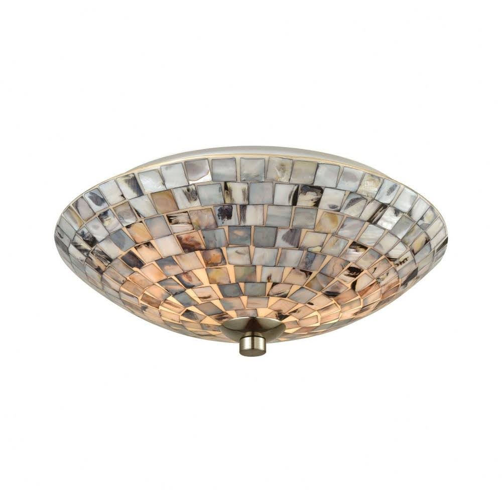 Two Light Flush Mount with Gray Capiz Shells G9947