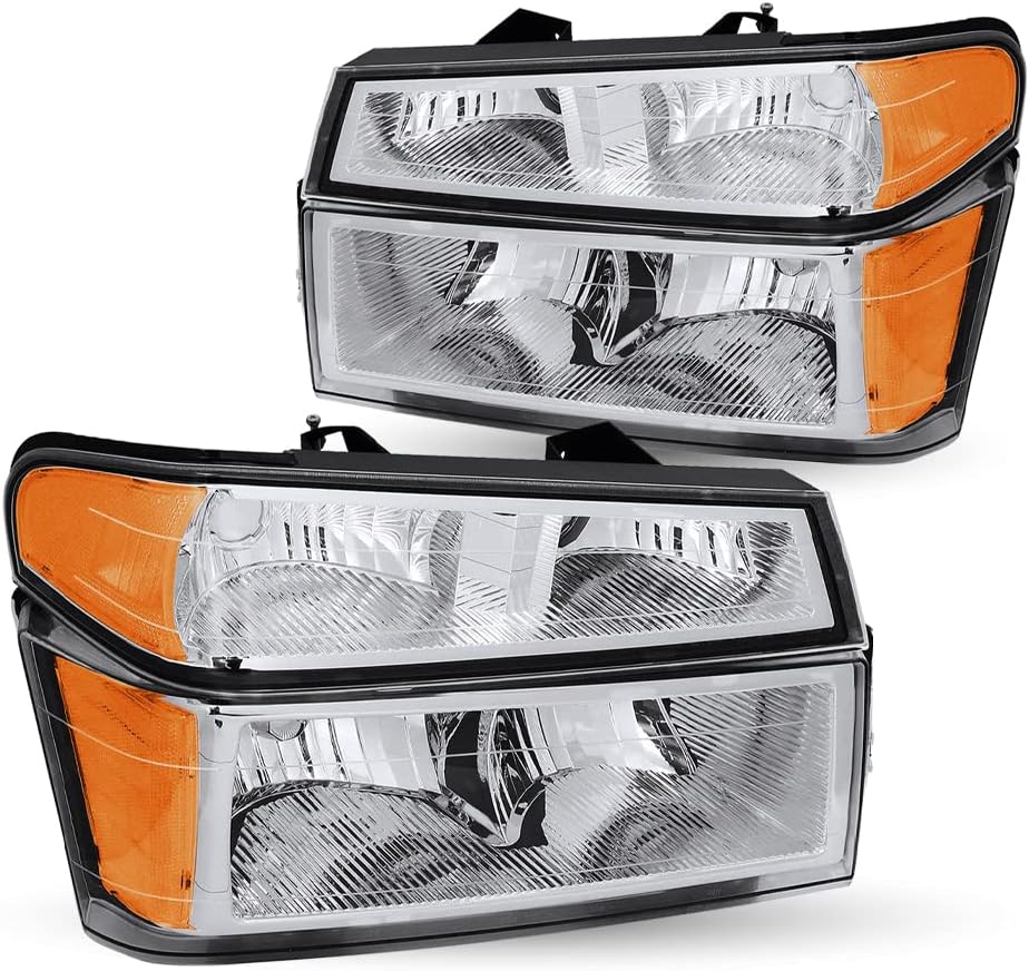 Headlight Assembly Set Chrome Housing with Amber Reflector I903796