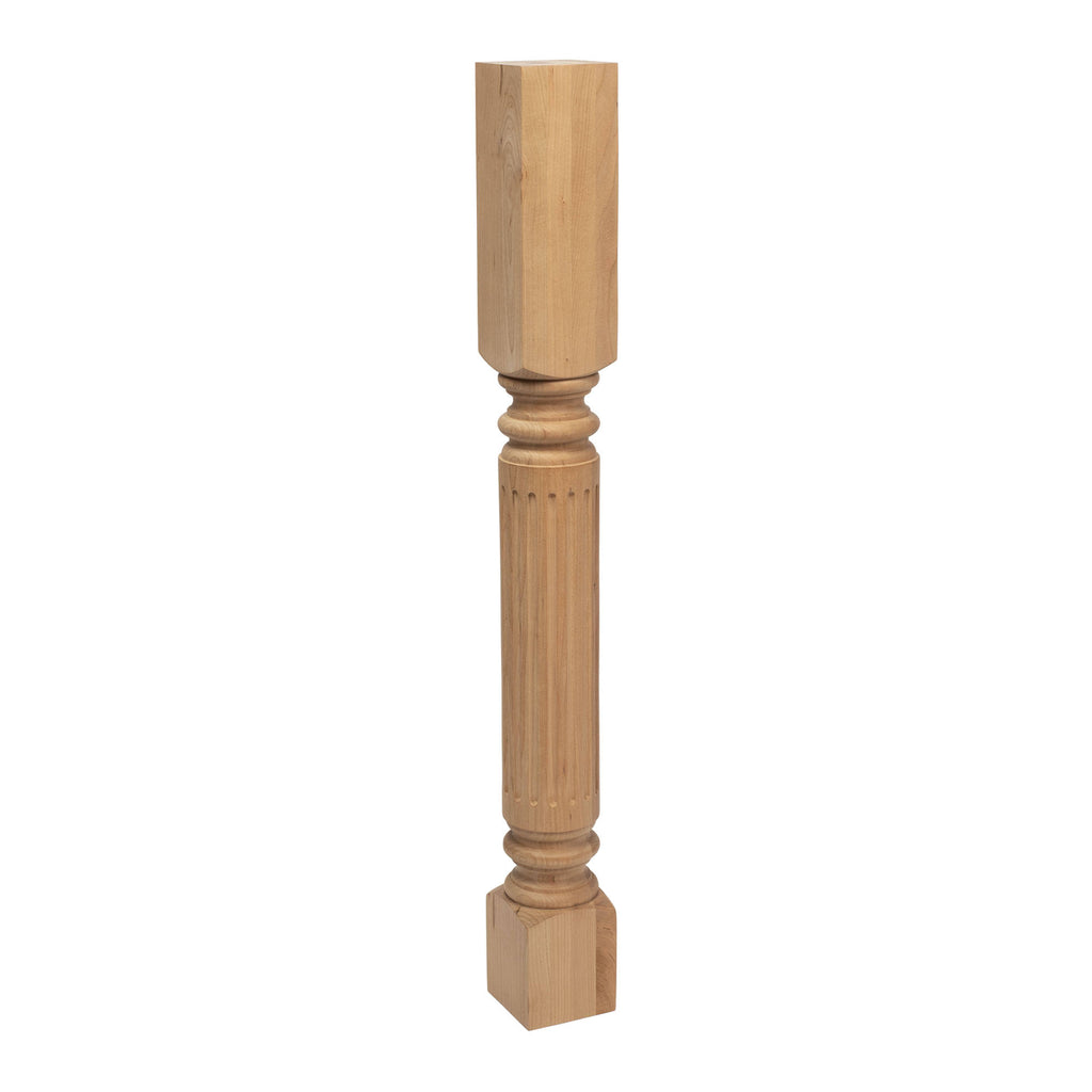 Unfinished Solid Cherry Fluted Kitchen Island Leg M187