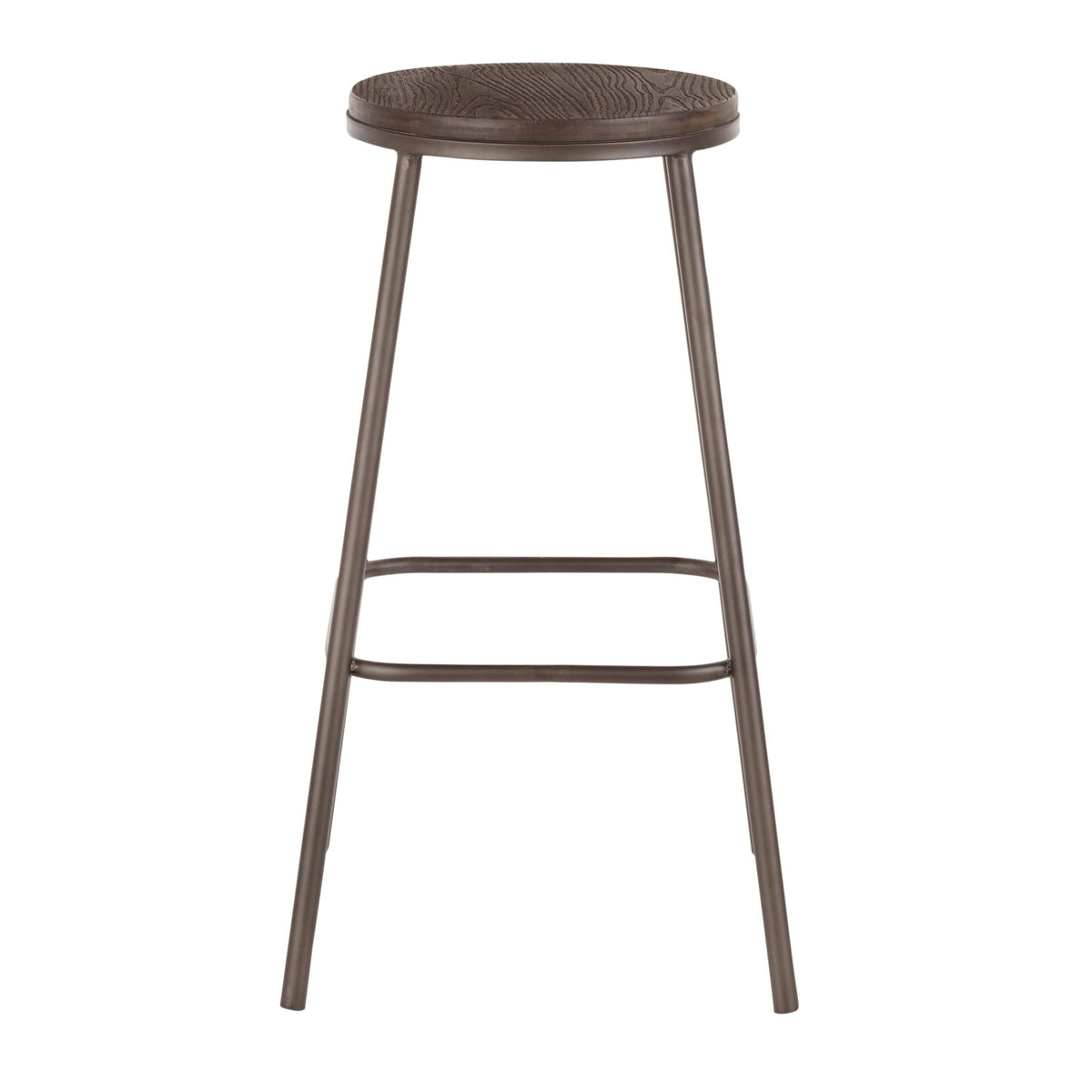 Industrial Round Bar Stool Set of 2 Vintage White Espresso I8554