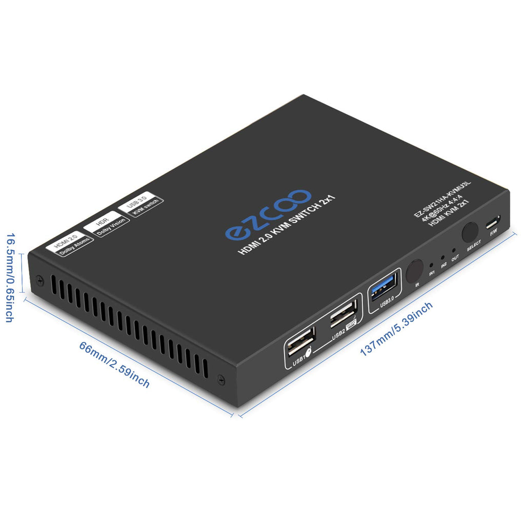 USB 3.0 KVM Switch HDMI 2-Port 4K60 with Stereo Audio Extractor U7660