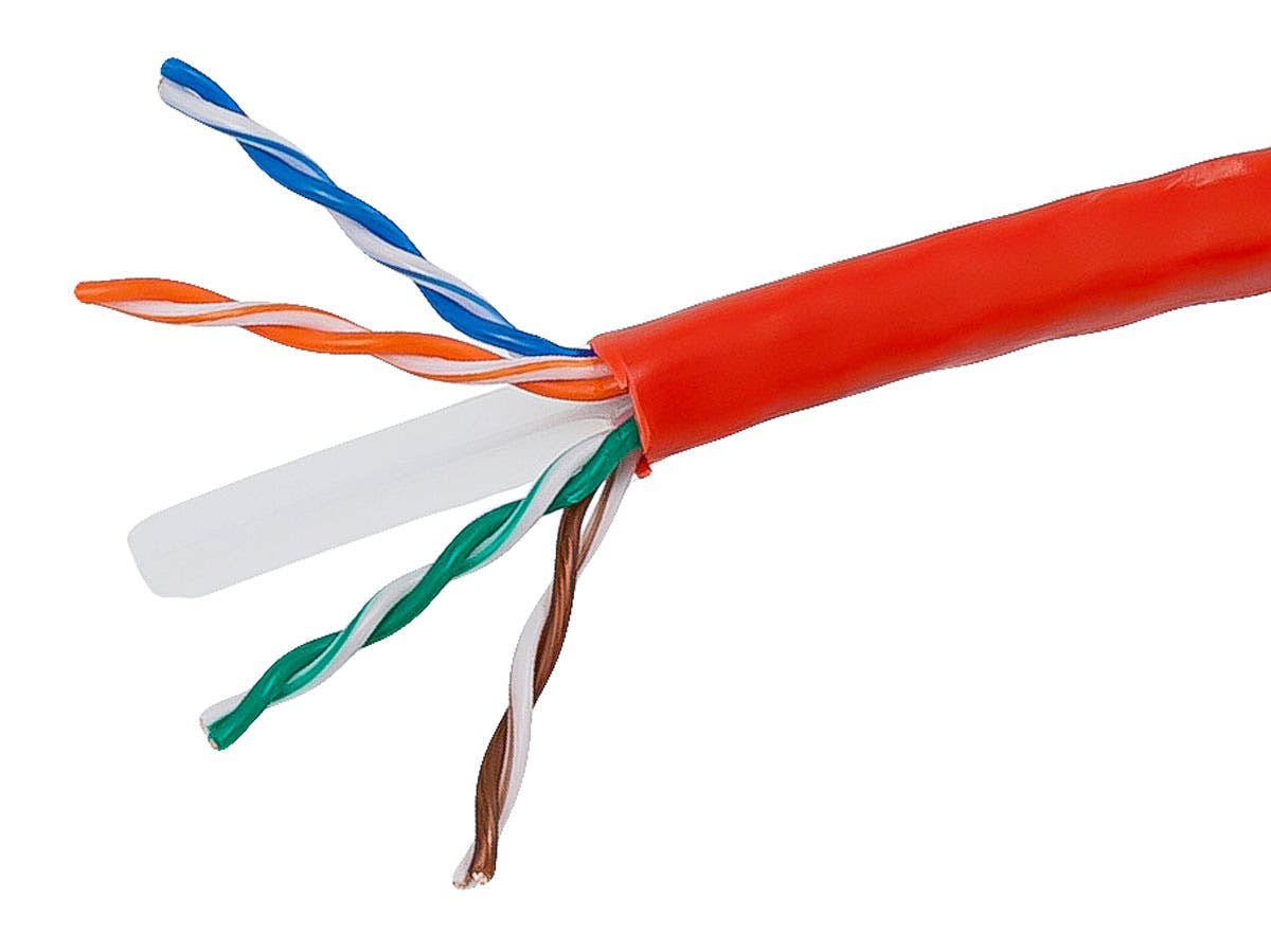 1000ft 23AWG Cat6 UTP Riser Rated Bare Copper Cable - Red F109
