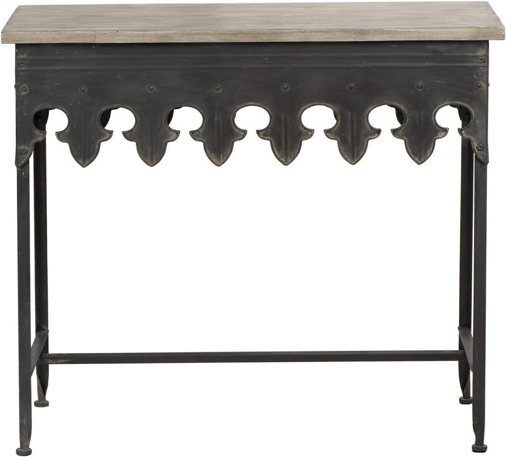 Metal Scalloped Edge Table with Wood Top E3458