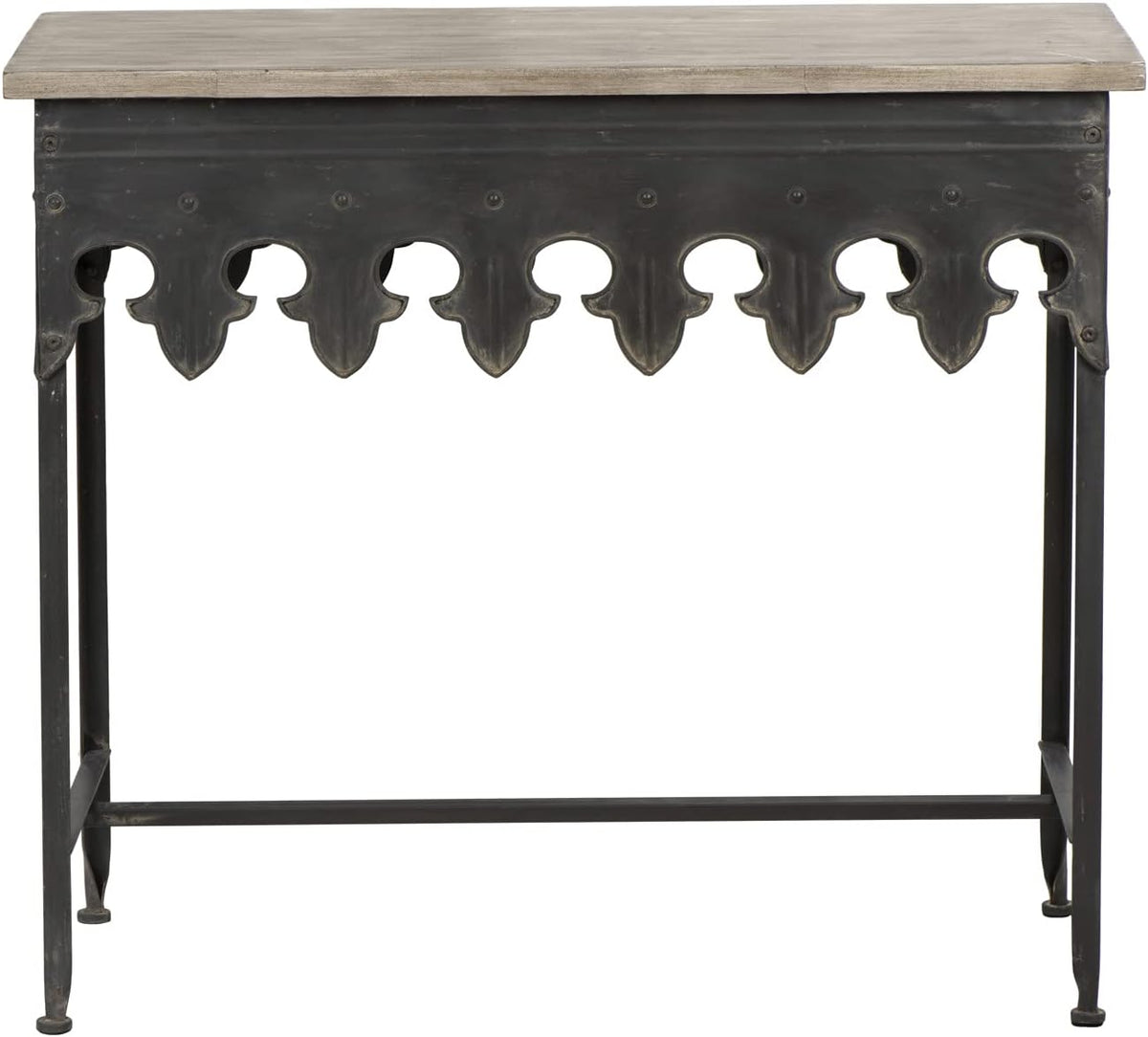 Metal Scalloped Edge Table with Wood Top E3458