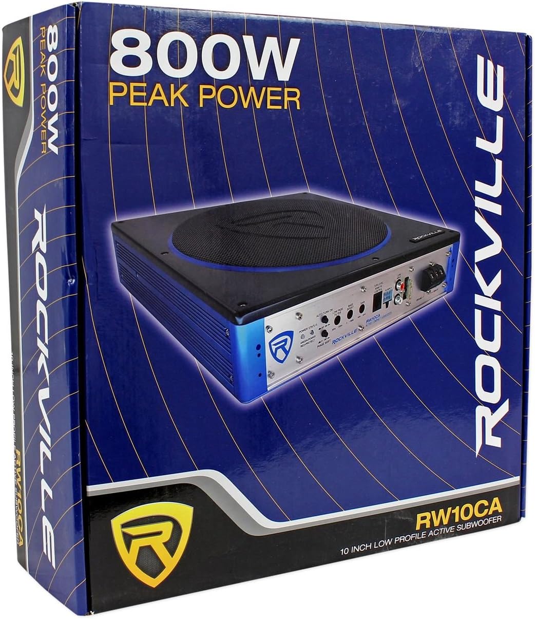 10 800 Watt Slim Low Profile Powered Car Subwoofer Z41036