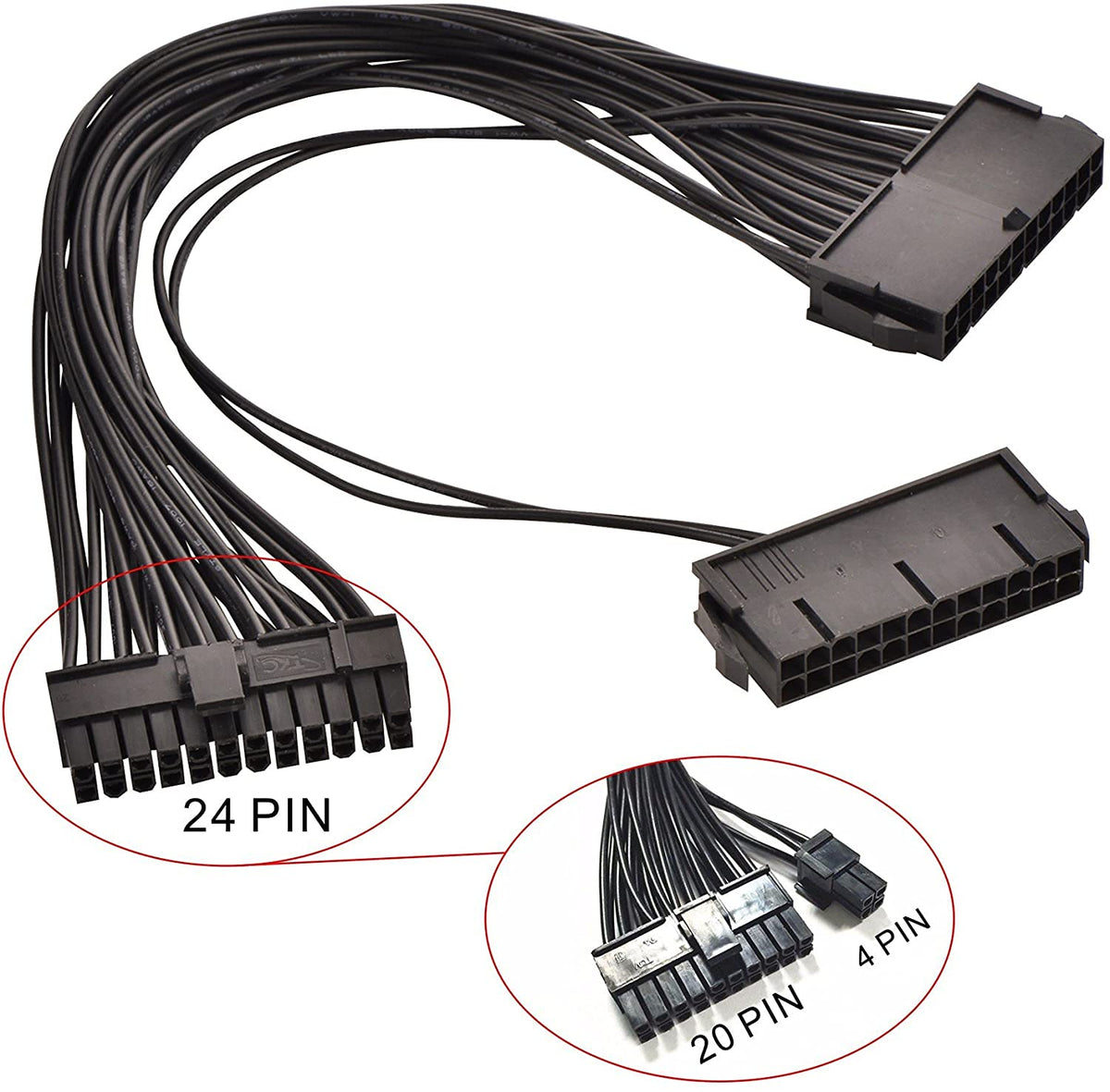 24-Pin ATX Motherboard Cable 20+4 Pin 30cm Black W5985