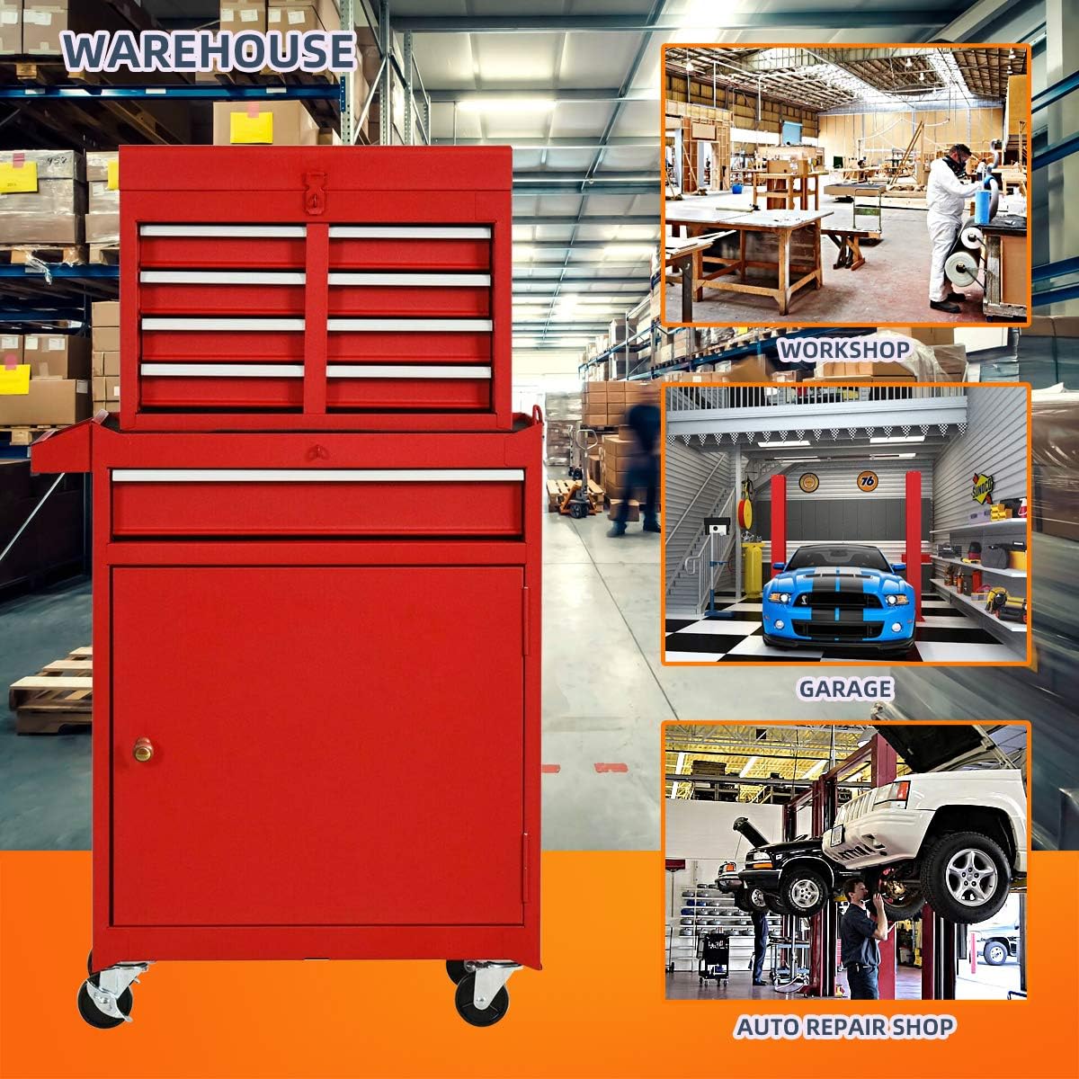 5 Drawers Rolling Tool Box with 4 Wheels Y31264