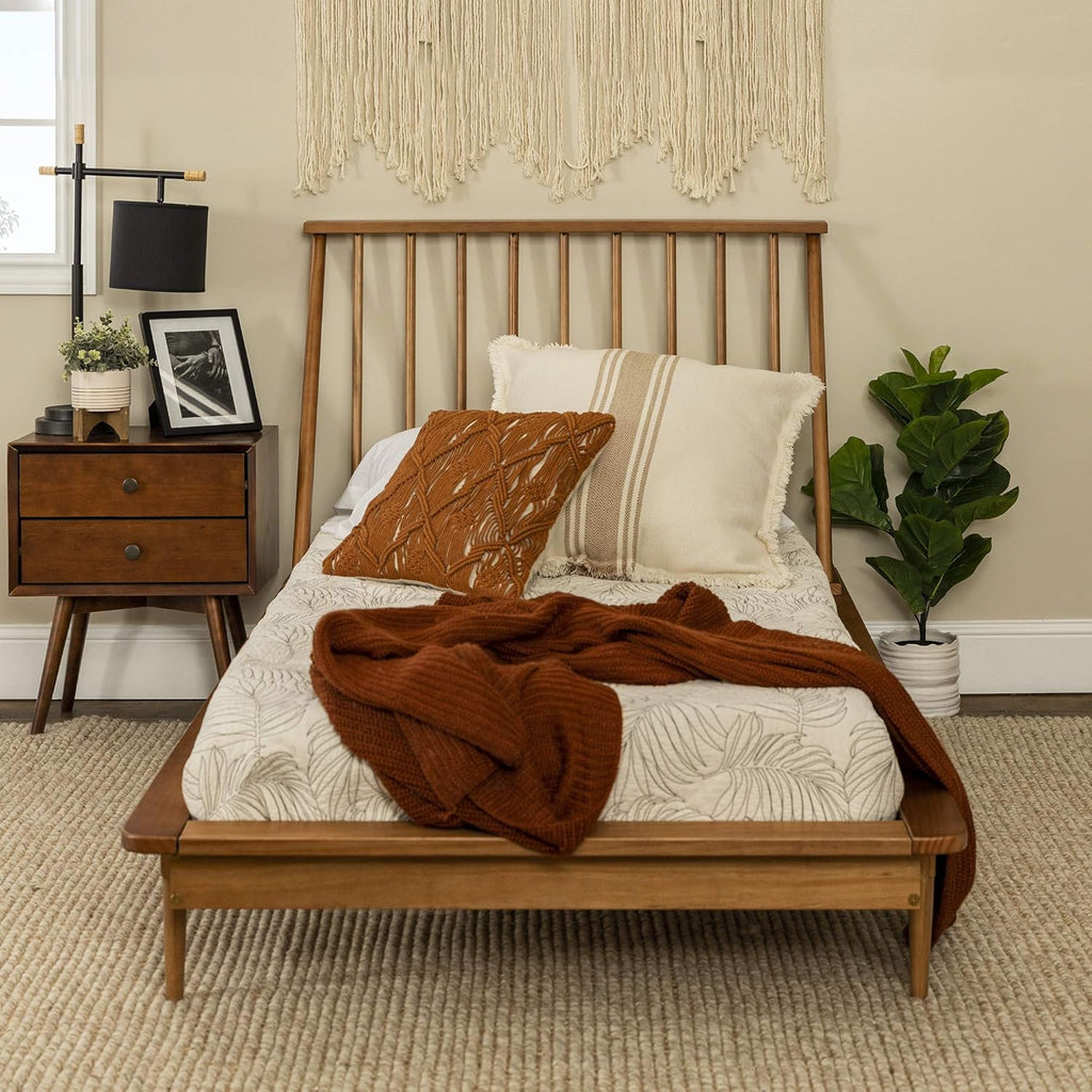 Twin Caramel Solid Wood Platform Bed Z293384