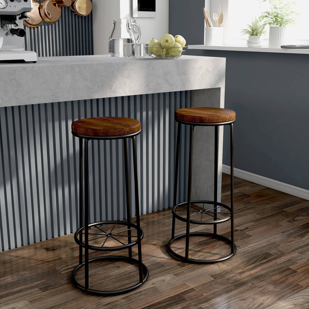Rustic Metal Barstools Set of 2 T6684