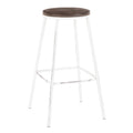 Industrial Round Bar Stool Set of 2 Vintage White Espresso I8554