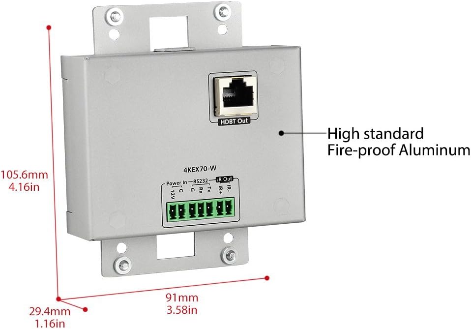 HDMI Extender Wall Plate HDMI VGA Switch 4K, 2 Port, Over Cat5e/6/7 Cable, Aux Input, Two-Way IR+RS232+HDCP2.2+EDID, 2 Gang, 4K60Hz,70M 1080P S341