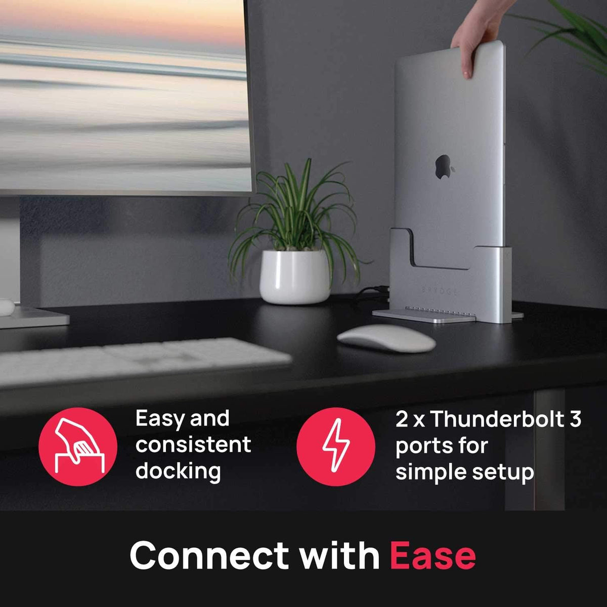 Vertical Docking Station with 2 Thunderbolt 3 Ports Space Gray Q497812