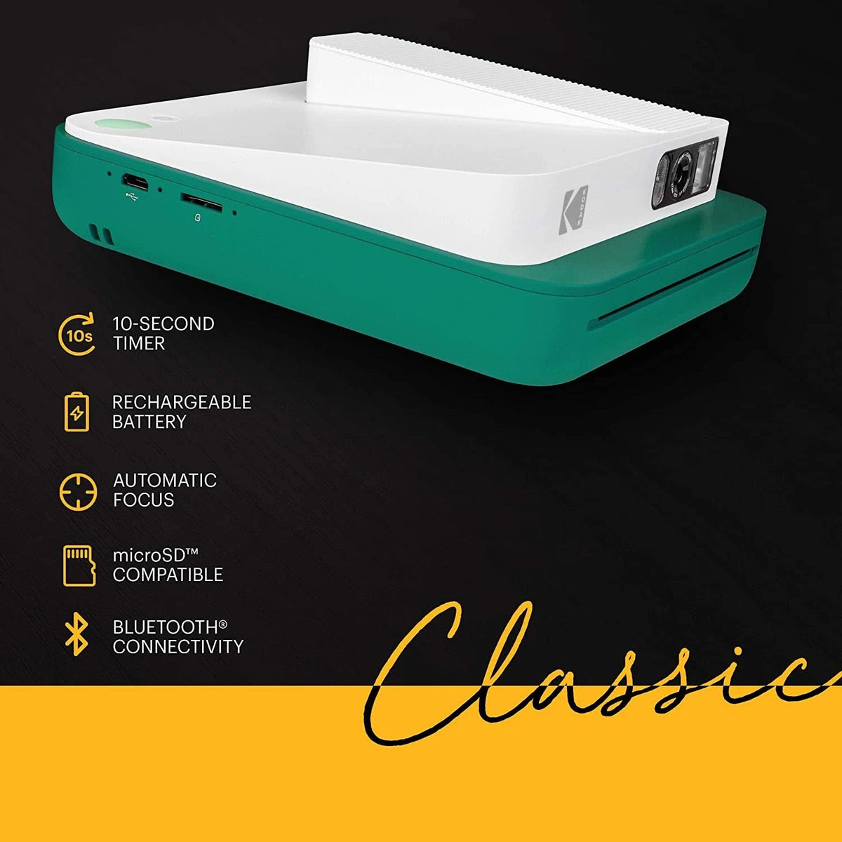 Digital Instant Camera with Bluetooth Green 16MP N9543