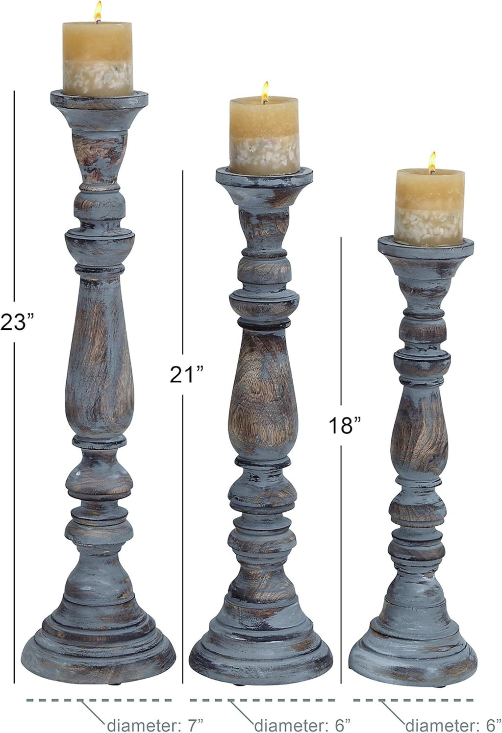 Wooden Candle Stand Set of 3 A93094