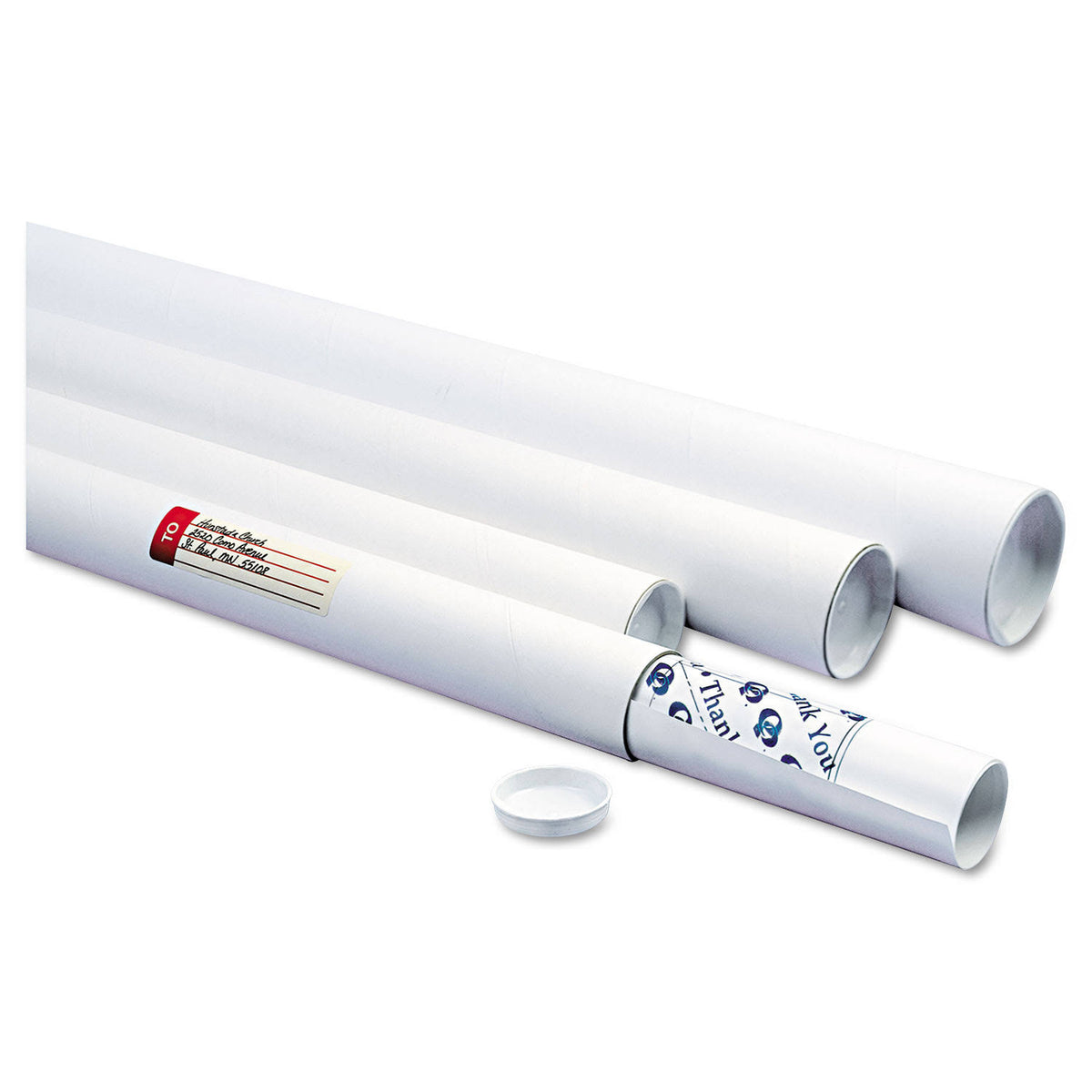 White Mailing Tubes, 24 Long, 3 Diameter, 25/Carton N30031