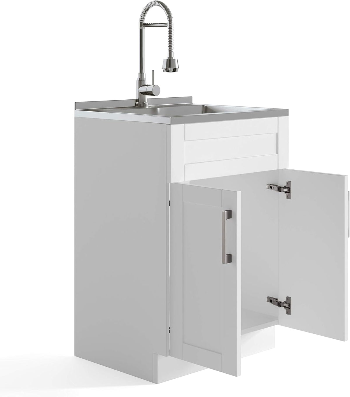24 inch Laundry Cabinet with Faucet and Stainless Steel Sink K10096