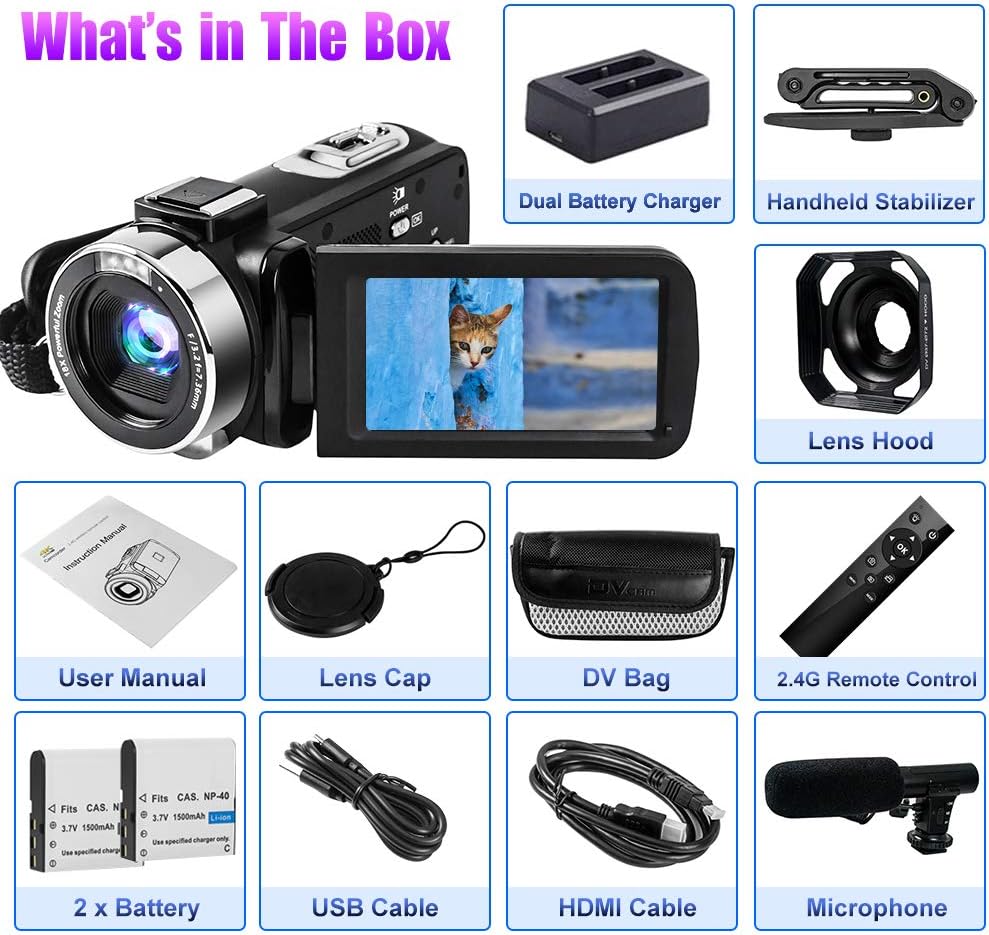4K Video Camera Camcorder with Microphone and Touch Screen H26183