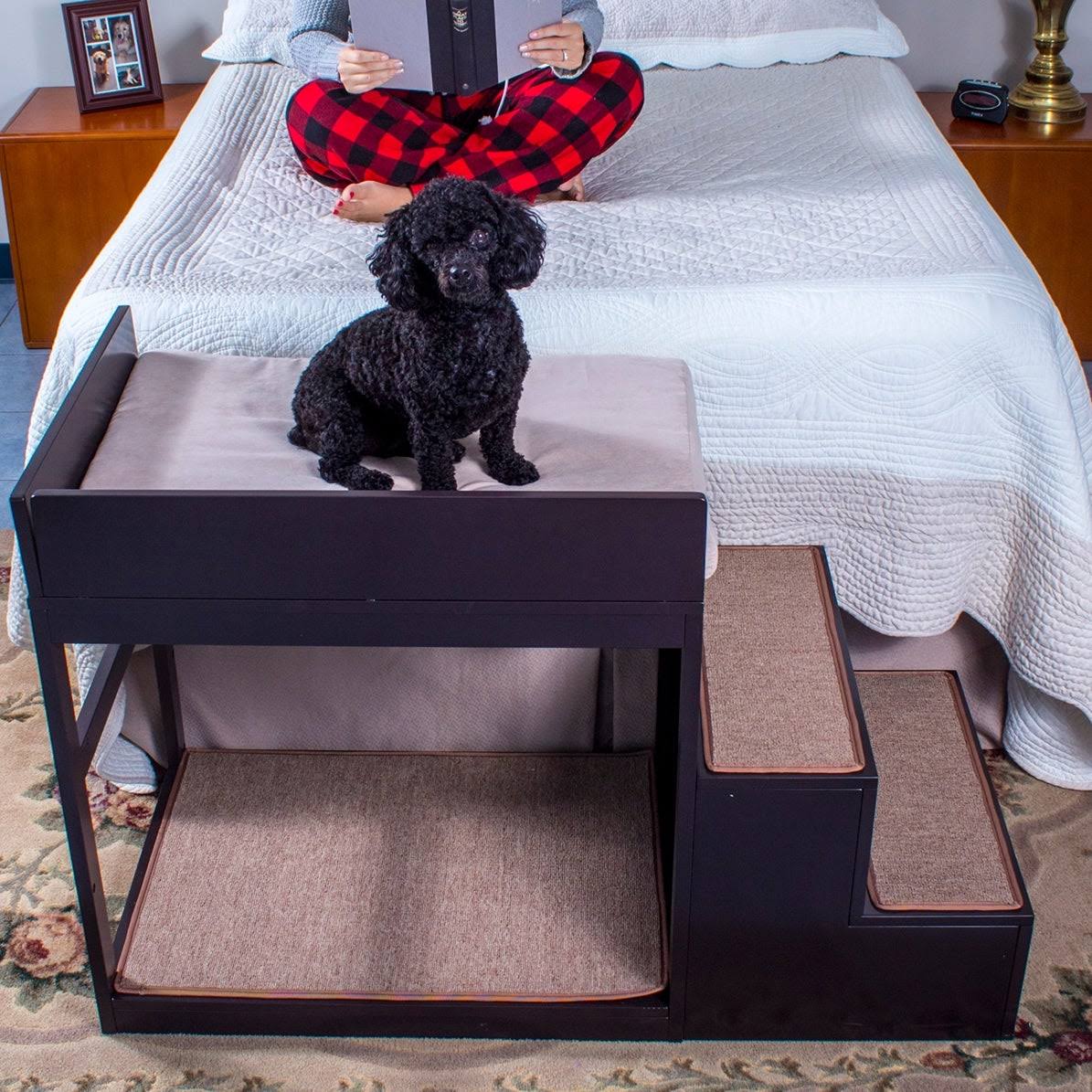 Brown Multi-Level Bed and Step System for Dogs Cats N3424