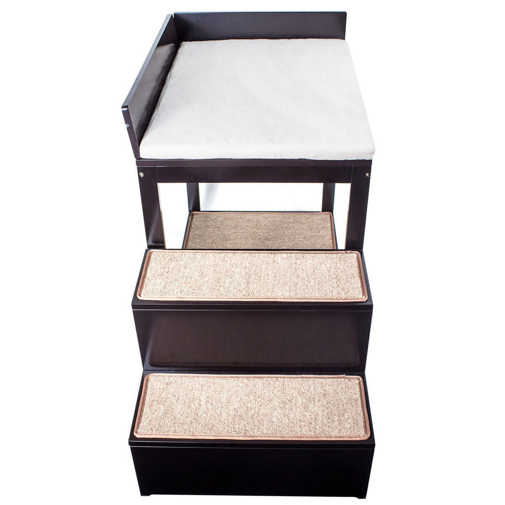Brown Multi-Level Bed and Step System for Dogs Cats N3424