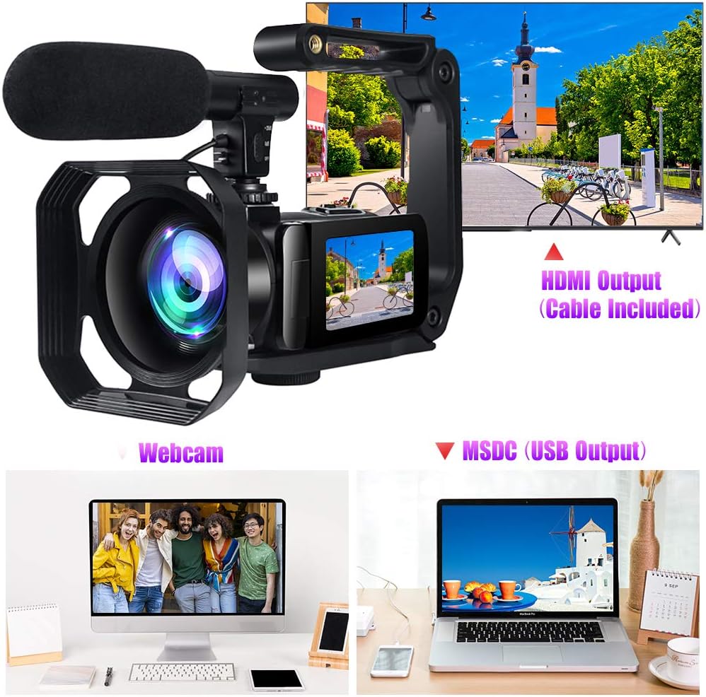 4K Video Camera Camcorder with Microphone and Touch Screen H26183