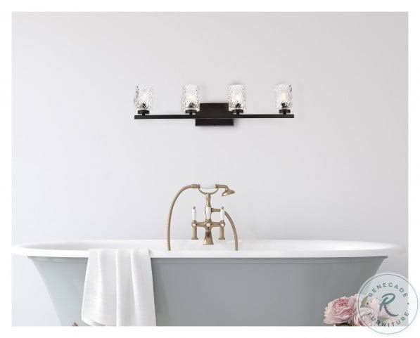 Black 4 Lights Bath Sconce with Clear Shade P951