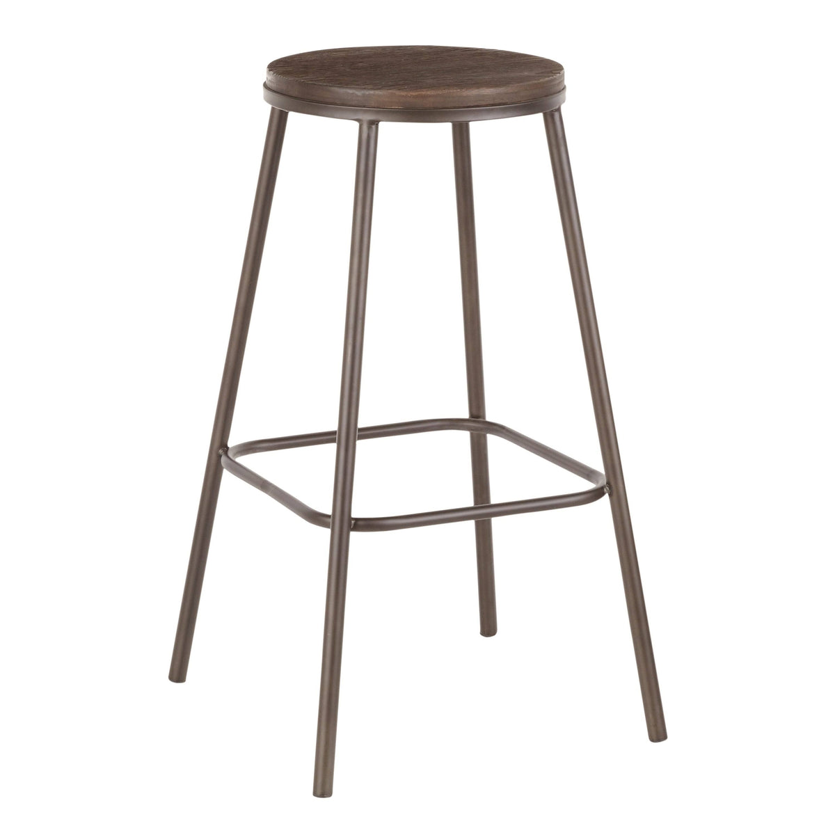 Industrial Round Bar Stool Set of 2 Vintage White Espresso I8554