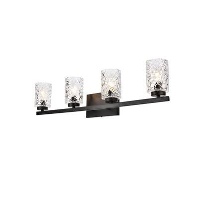 Black 4 Lights Bath Sconce with Clear Shade P951