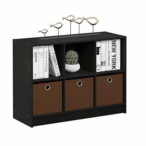 Americano Medium Brown 3x2 Bookcase Storage with Bins C499044