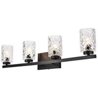 Black 4 Lights Bath Sconce with Clear Shade P951