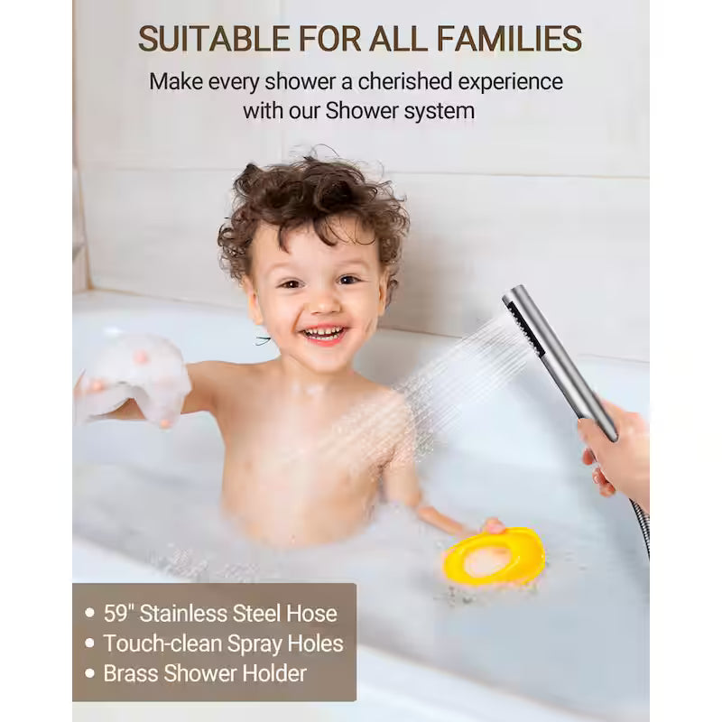 10 in. 3-Spray Wall Mount Shower Head and Tub Faucet 2.5 GPM Brushed Nickel P10610