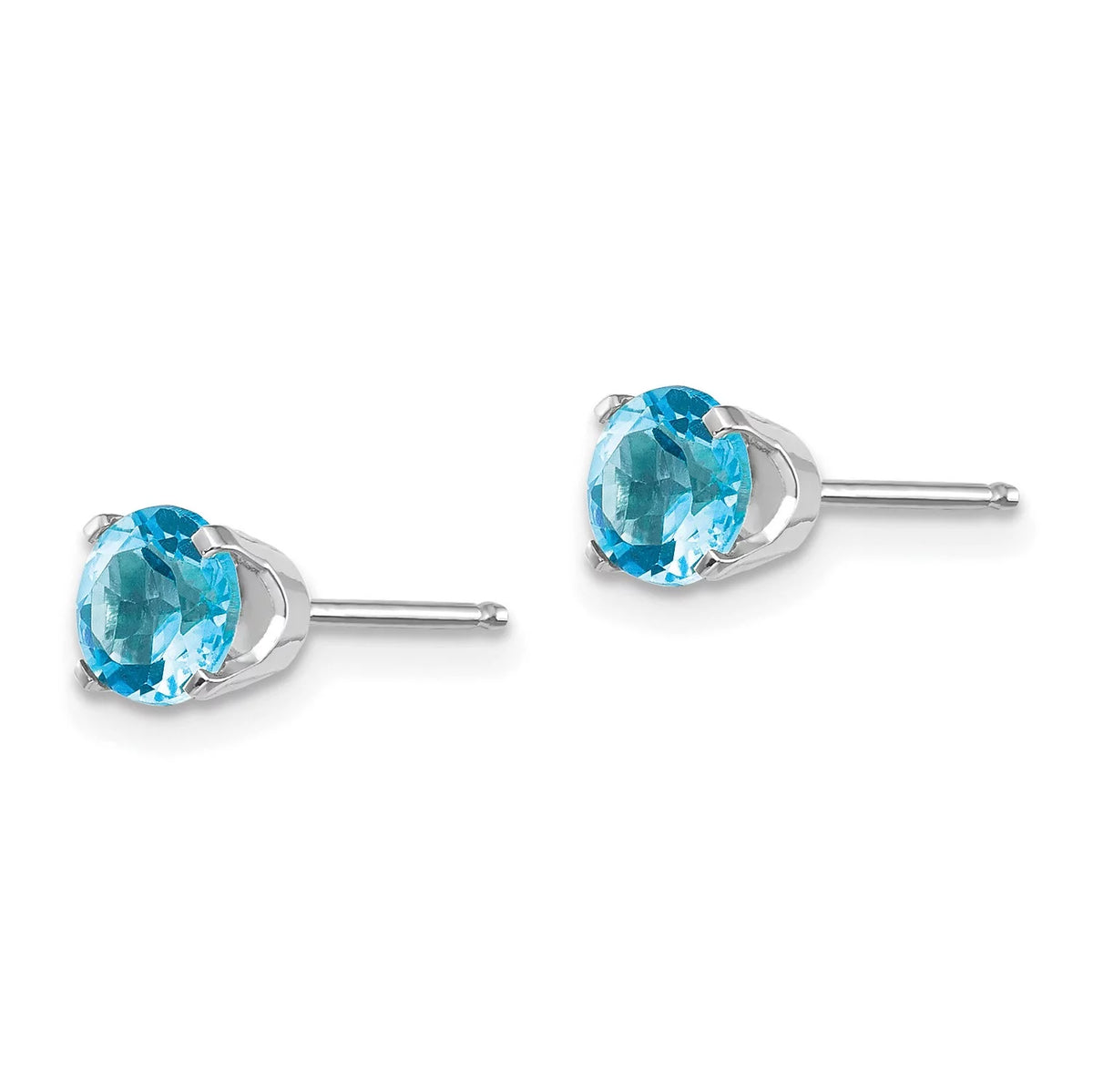 14k White Gold 5mm Blue Topaz Stud Earrings N147