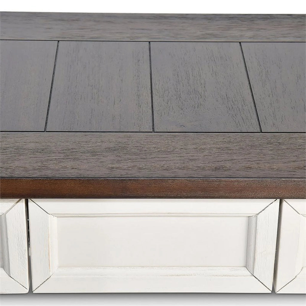 Farmhouse Wood Console Table in Dark Oak and White K8277