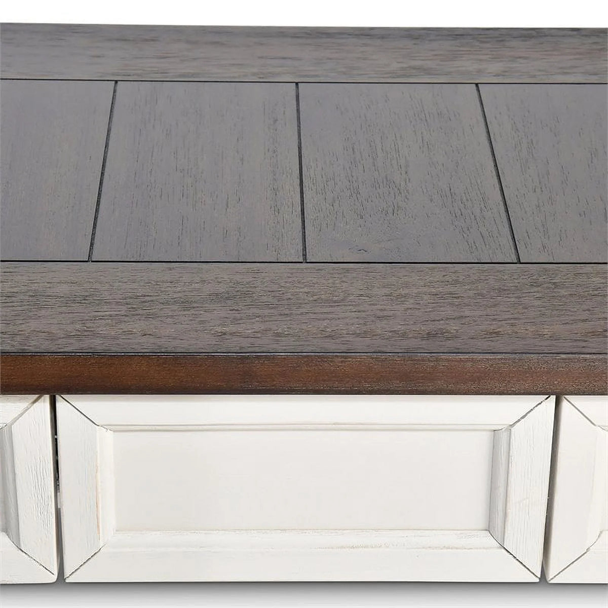 Farmhouse Wood Console Table in Dark Oak and White K8277