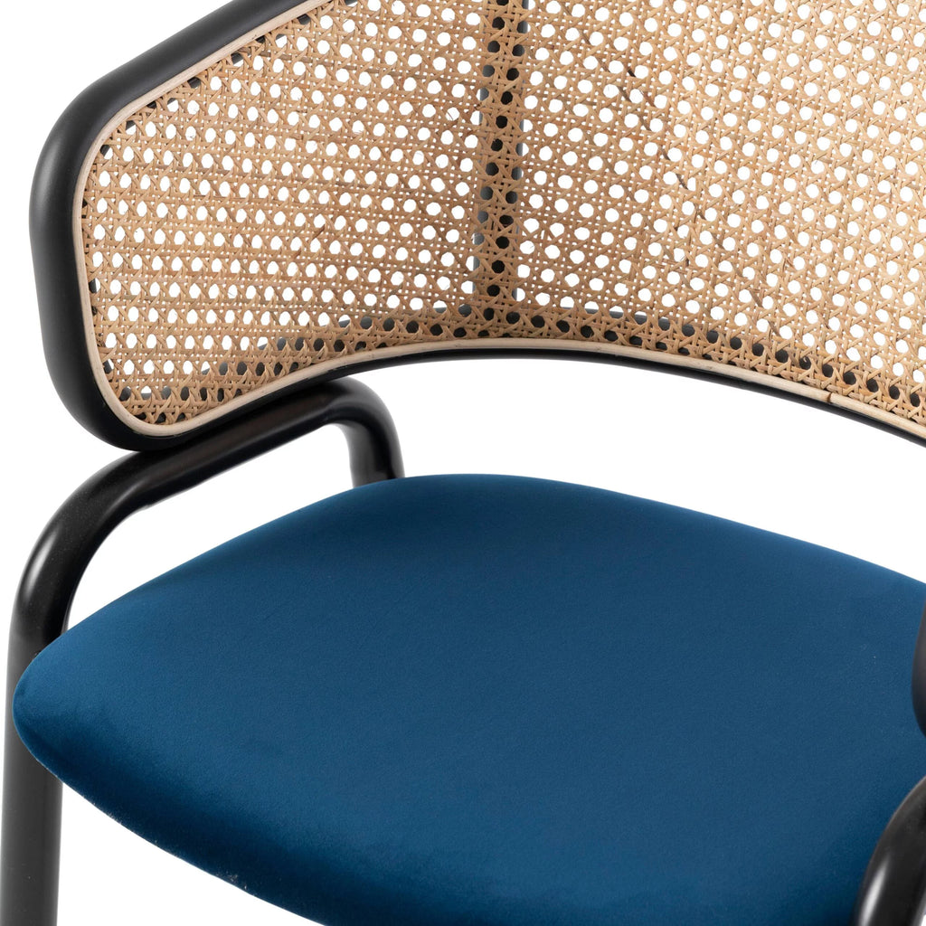 Navy Blue Velvet Wicker Dining Chair Set of 2 W44423