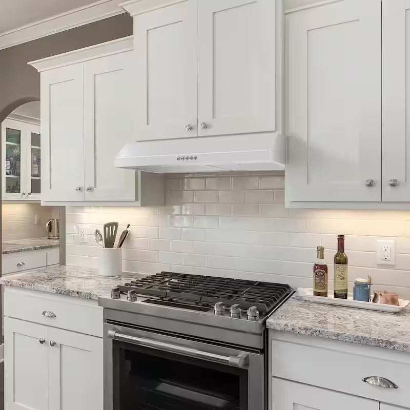 30 in. 320 CFM Convertible Under Cabinet Range Hood in White with LED Lighting and Charcoal Filter L6431