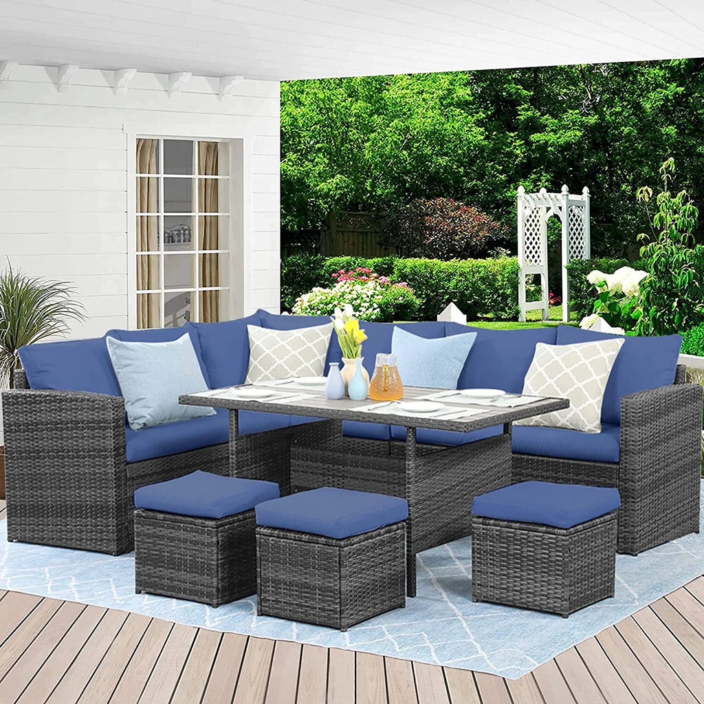 7 Pcs Outdoor Patio Furniture Set with Table and Chair Q167