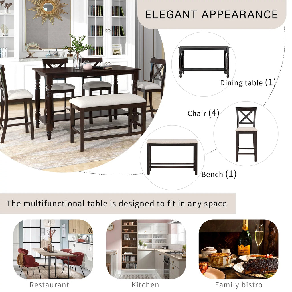 6-Piece Counter Height Dining Table Set N1800