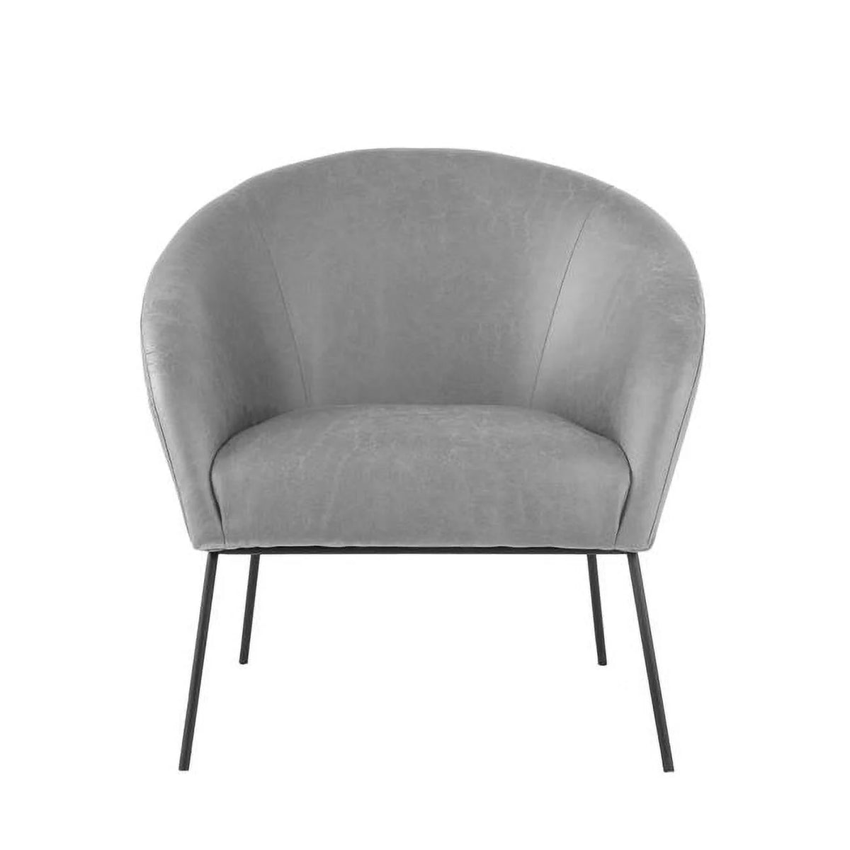 Light Gray & Black Faux Leather Barrel Chair M84363