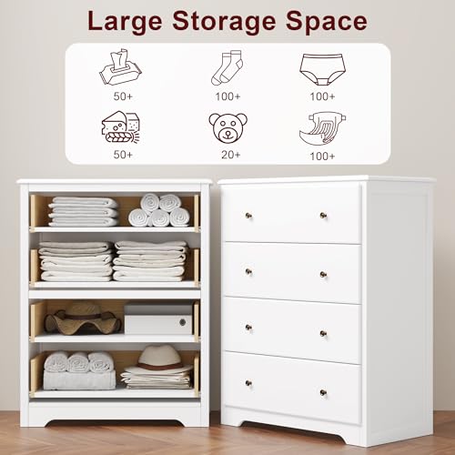 White 4 Drawer Wood Dresser C718