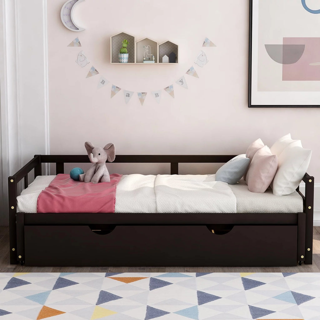 Wood Twin Size Daybed with Double Trundle F45766