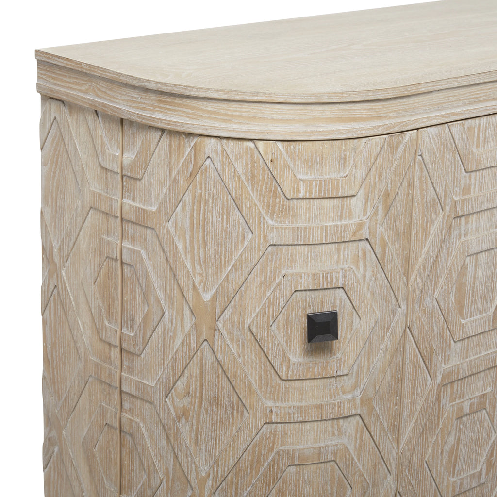 Wood Traditional Cabinet with Hexagonal Pattern L254