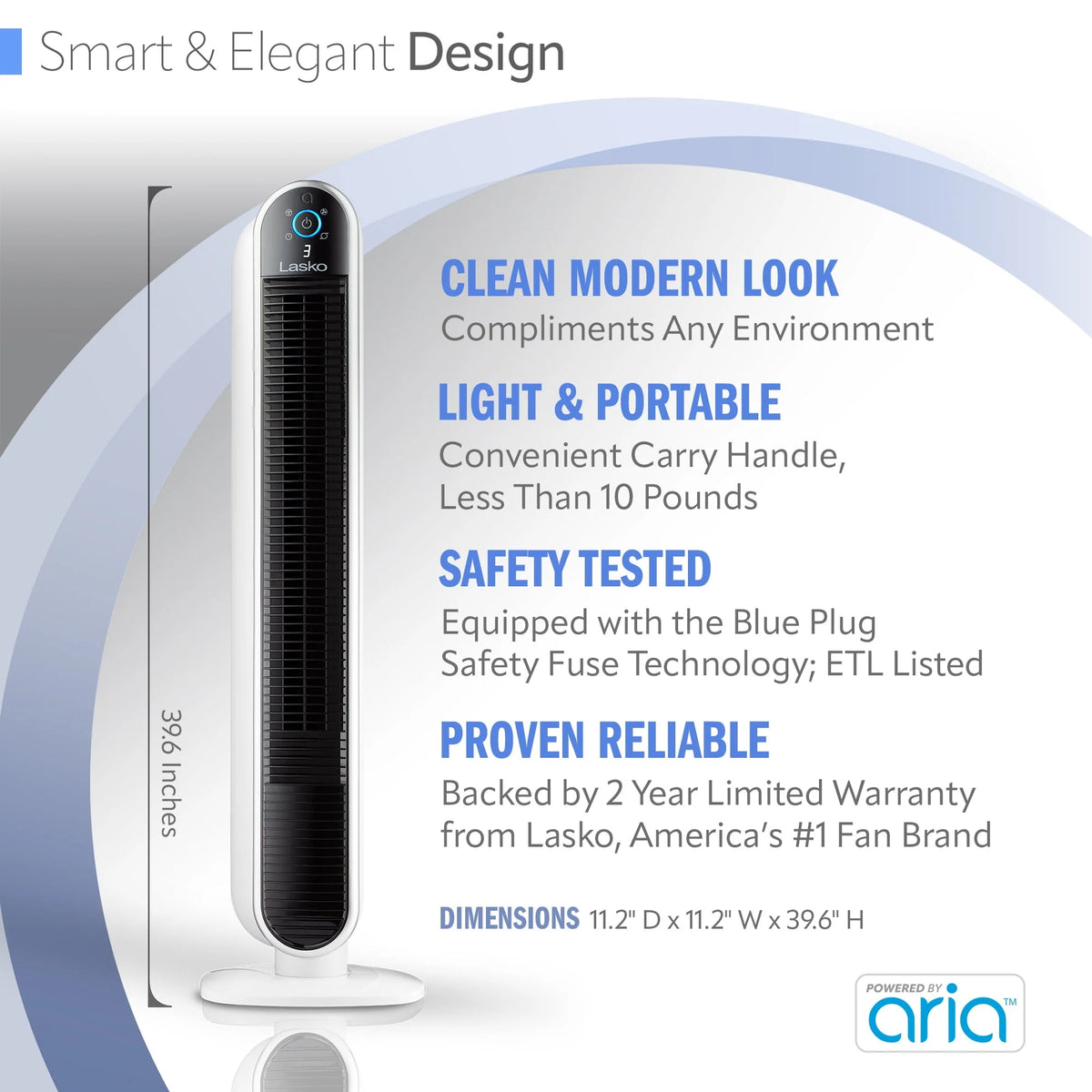 Black Smart Tower Fan B54885