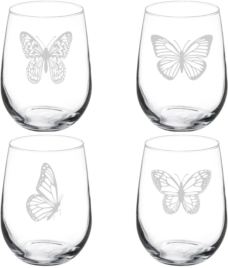 Set of 4 Stemless Wine Glasses Z902641