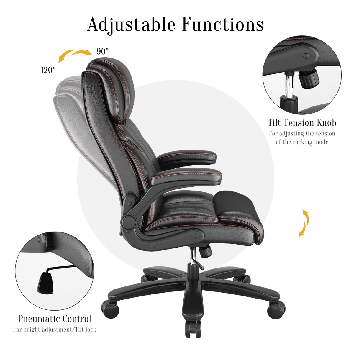Black PU Leather Ergonomic High Back Swivel Office Chair E1989